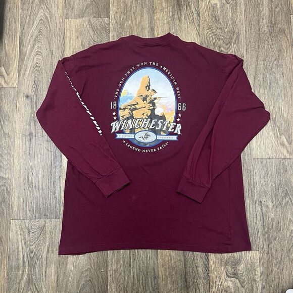 Other - Y2K Winchester 1866 Long Sleeve T-Shirt Men's Large Maroon Western Hunting